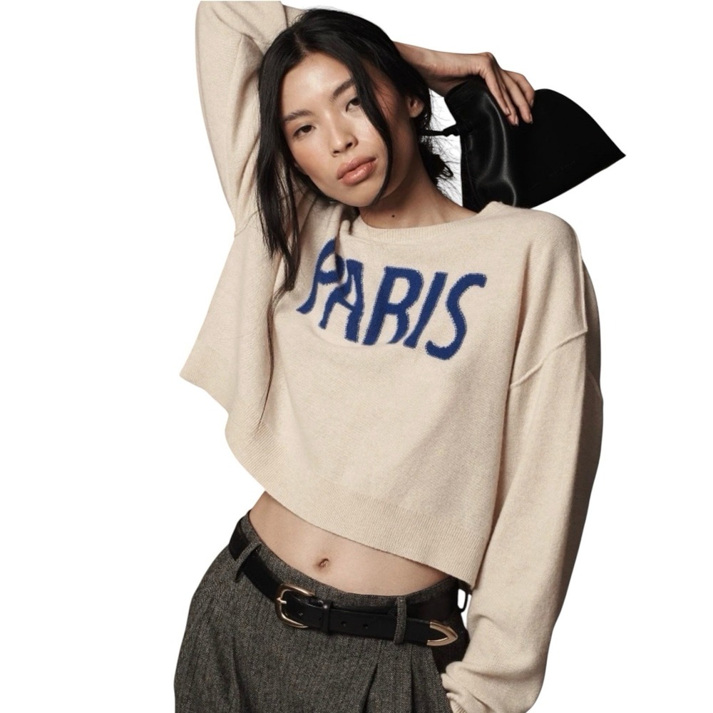 Anthropologie Pilcro Alani 100% Cashmere Paris Sweater XS NWT